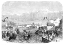The King of Denmark visiting the North-Sea Squadron on its return to Copenhagen, 1864. Creator: Unknown
