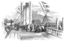 The King of Denmark visiting Mr. Peto on board the "Cygnus", 1854. Creator: Unknown