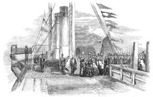 The King of Denmark visiting Mr. Peto on board the "Cygnus", 1854. Creator: Unknown