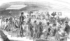 The King of Denmark dining on board the "Cygnus", 1854. Creator: T. H. Wilson