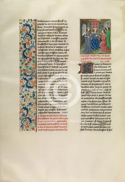 The King of France Sending a Messenger to the King of Spain, c1380s; about 1480-83. Creator: Master of the Copenhagen Caesar.