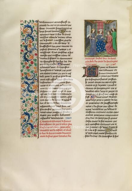 The King of France Sending a Messenger to the King of Spain, c1380s; about 1480-83. Creator: Master of the Copenhagen Caesar.