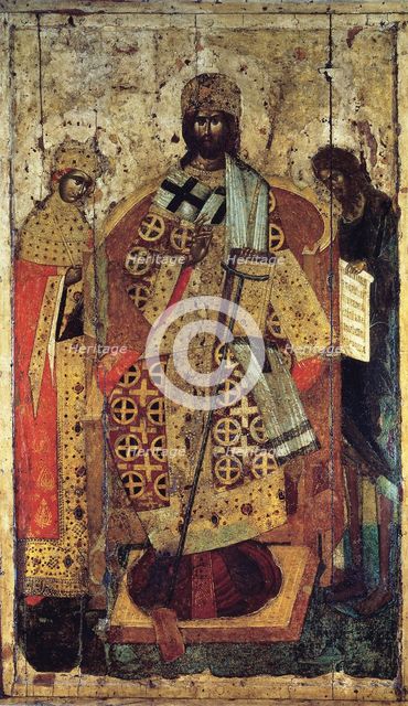 The King of Kings (Upon the right Hand did Stand the), 14th century.  Creator: Russian icon.