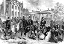 The King of Italy in Berlin: review of the guards, 1873. Creator: Unknown