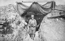 The King of Italy in France; The king leaving the observation post at Souville; ...1917 Creator: Unknown