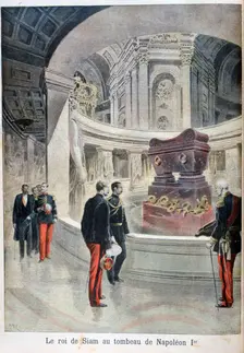 The King of Siam at the tomb of Napoleon I, Paris, 1897. Creator: Henri Meyer