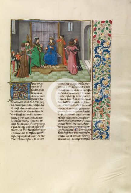 The King of Portugal and John of Gaunt Consulting, c1380s; Chroniques (Book Three), about 1480-1483. Creator: Master of the Getty Froissart.
