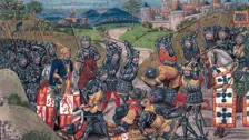 The King of Portugal fighting at the Battle of Aljubarrota, 1385, (15th century). Creator: Unknown
