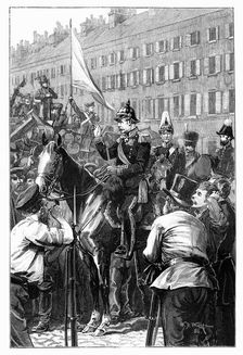 The King of Prussia Addressing the Berliners, 1848, (1900). Creator: William Barnes Wollen