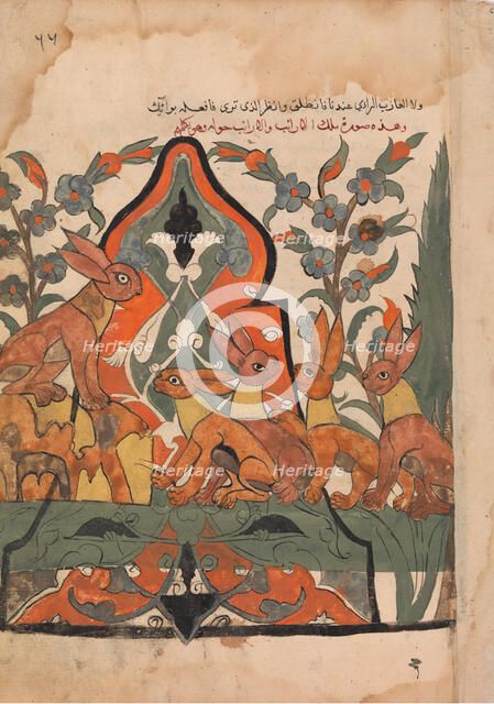 The King of the Hares in Counsel with his Subjects, Folio from a Kalila wa Dimna, 18th century. Creator: Unknown.