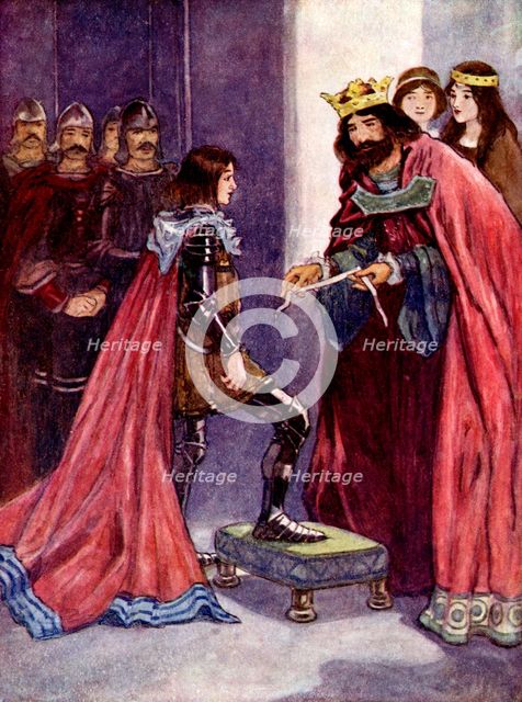 'The King made the Black Prince a Knight of the Order of the Garter', 1348, (1905). Artist: A S Forrest