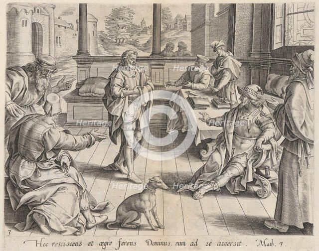 The King Summoning the Servant, from The Parable of the Unmerciful Servant, bound in Thesa..., 1585. Creator: Anon.