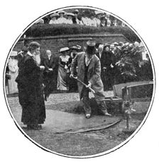 The King planting his oak at Rugby School, 1909. Creators: World's Graphic Press, Montague Dixon