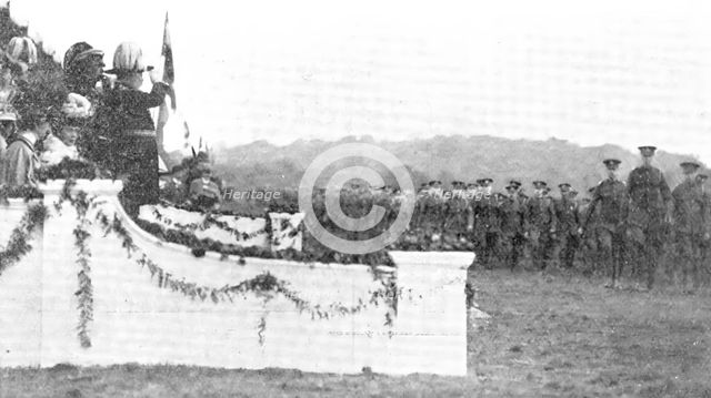 The King reviewing the West Lancashire Territorial Division: the march past, 1909. Creator: Sport & General.