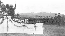 The King reviewing the West Lancashire Territorial Division: the march past, 1909. Creator: Sport & General