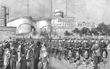 'The King's Own Scottish Borderers leaving the Citadel, Cairo, Egypt, en route for India 1890. Creator: Unknown