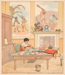 The King was in his counting-house, Counting out his Money 1880. Creator: Randolph Caldecott