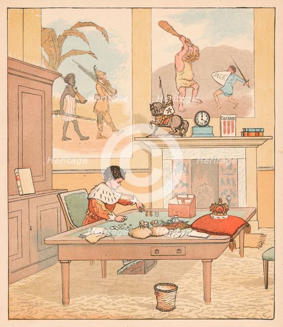'The King was in his counting-house, Counting out his Money', 1880. Creator: Randolph Caldecott.