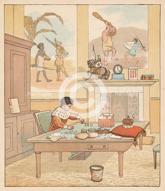 'The King was in his counting-house, Counting out his Money', 1880. Creator: Randolph Caldecott.