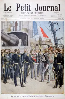 The king the queen of Italy on board the French battleship Brennus 1899. Artist: Henri Meyer