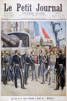 The king the queen of Italy on board the French battleship Brennus 1899. Artist: Henri Meyer