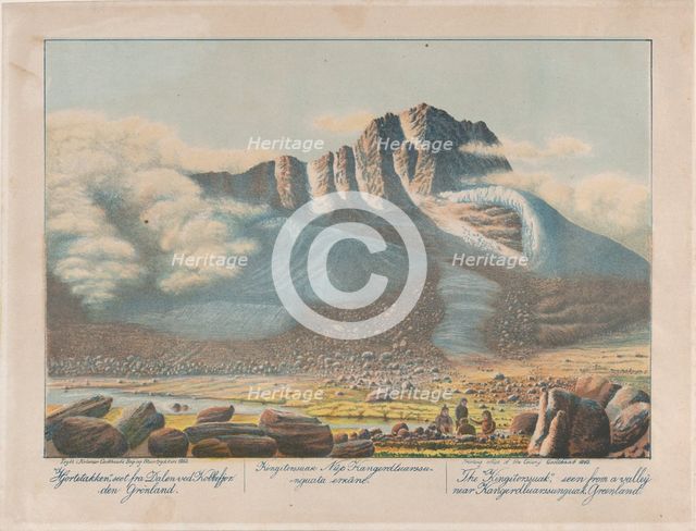 The "Kingitorssuak" seen from a valley near Kangerdluarssunguak, Greenland, 1863. Creator: Lars Møller.