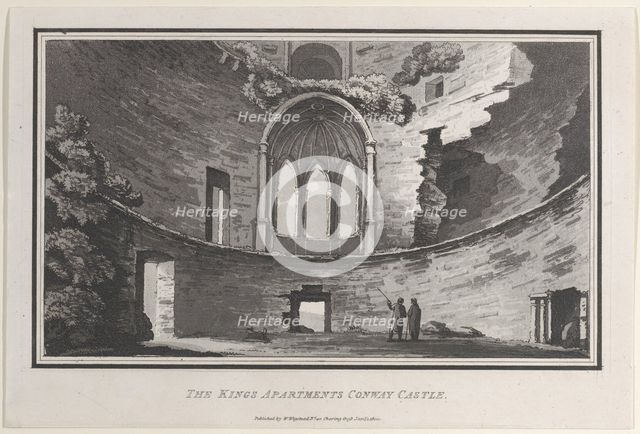 The Kings Apartments Conway Castle, from "Remarks on a Tour to North and South Wales, 1799-1800. Creator: John Hill.