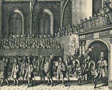 The King's Challenger Entering Westminster Hall 1684, (1947). Creator: M. Yeates