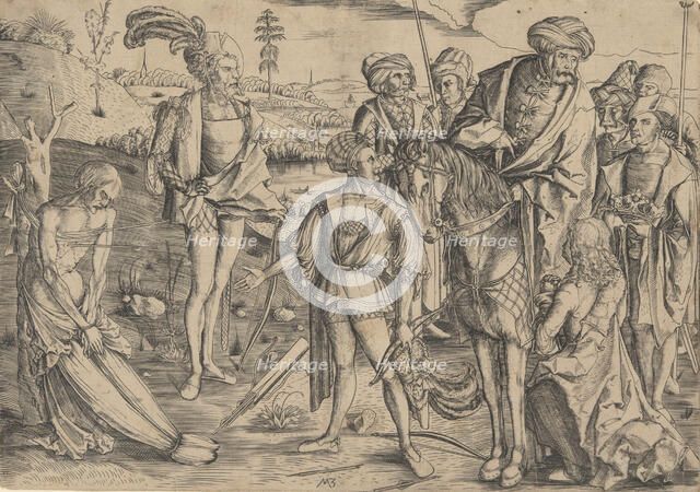 The King's Sons Shooting Their Father's Corpse, ca. 1500. Creator: Matthäus Zasinger.