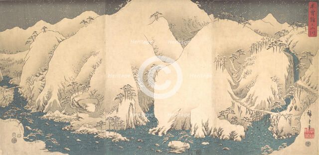 The Kiso Mountains in Snow, dated 8th month of the Snak..., dated 8th month of the Snake year, 1857. Creator: Ando Hiroshige.