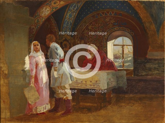 The Kiss Ceremony. Boyar Morozov, his Wife Yelena and Prince Serebrenni, 1882.