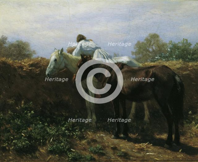 The kiss I, 1864. Creator: August von Pettenkofen.