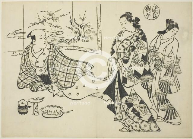 The Kiritsubo Chapter from "The Tale of Genji" (Genji Kiritsubo), from a series of Genji..., c. 1710 Creator: Okumura Masanobu.