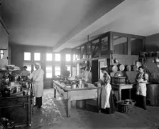 The kitchen at the Tower Bridge Hotel, Southwark, London, 1897. Artist: Bedford Lemere and Company