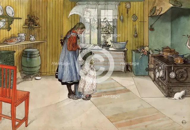 The Kitchen. From A Home (26 watercolours). Creator: Carl Larsson.