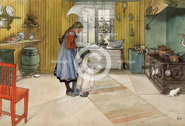 The Kitchen. From A Home (26 watercolours). Creator: Carl Larsson.
