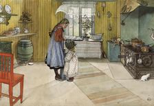 The Kitchen. From A Home (26 watercolours). Creator: Carl Larsson