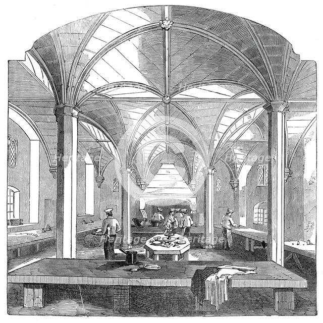 The kitchen of Lincoln's Inn New Buildings, 1845. Creator: Unknown.