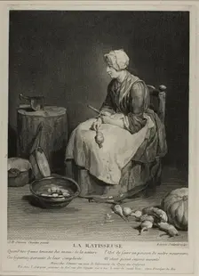 The Kitchen Maid - The Turnip Scraper, 1742. Creator: Francois Bernard Lepicie