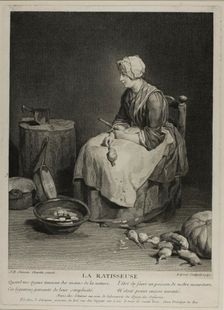 The Kitchen Maid - The Turnip Scraper, 1742. Creator: Francois Bernard Lepicie