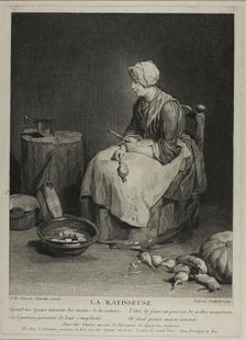 The Kitchen Maid - The Turnip Scraper, 1742. Creator: Francois Bernard Lepicie