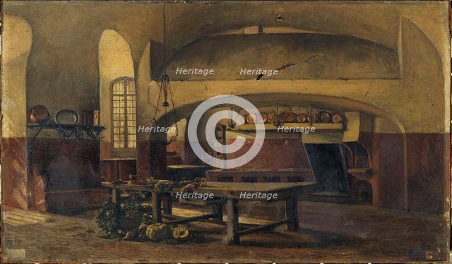 The kitchens of the Château de Maisons-sur-Seine, c1881 — 1891. Creator: Rene Maurice Fath.