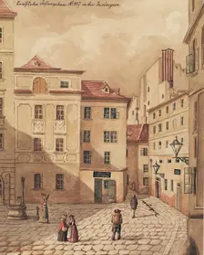 The Knaffelsche Stiftungshaus at Jacobergasse No. 807 in Vienna, 1858. Creator: Carl L. Wiesböck