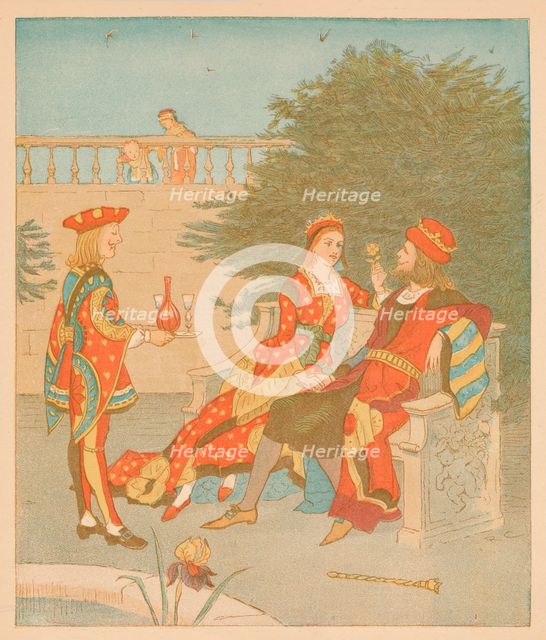 The Knave of Hearts and the Queen of Hearts, 1880. Creator: Randolph Caldecott.