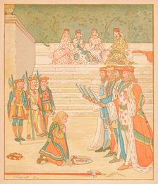 The Knave of Hearts, Brought back those Tarts, And vowed he'd steal no more 1880. Creator: Randolph Caldecott