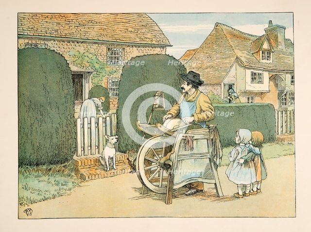 The Knife Grinder,  from Four and Twenty Toilers, pub. 1900 (colour lithograph)