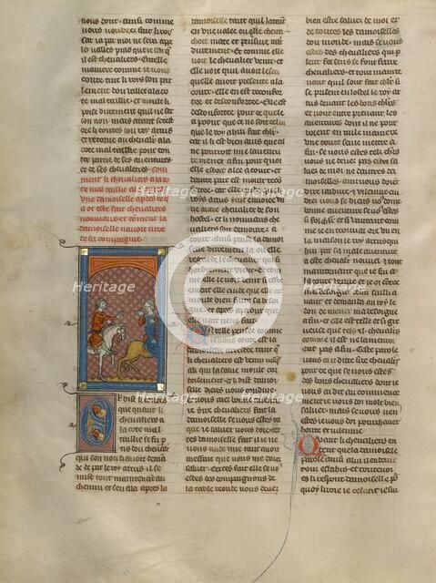 The Knight à la cote mal taillée Riding after the Demoiselle Mesdisant, about 1320-1340. Creator: Unknown.