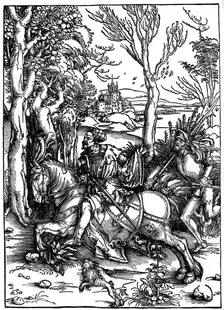 The Knight and the Landsknecht (Soldier Servant) 1497-1498, (1936). Artist: Albrecht Dürer