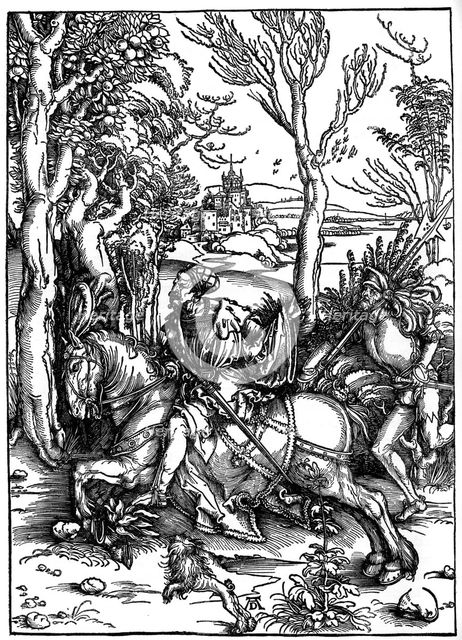 The Knight and the Landsknecht (Soldier Servant)', 1497-1498, (1936). Artist: Albrecht Dürer