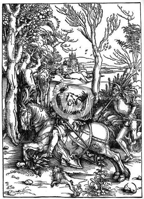 The Knight and the Landsknecht (Soldier Servant)', 1497-1498, (1936). Artist: Albrecht Dürer